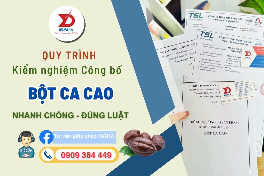 Thủ tục kiểm nghiệm và công bố Bột ca cao tại ISOHA